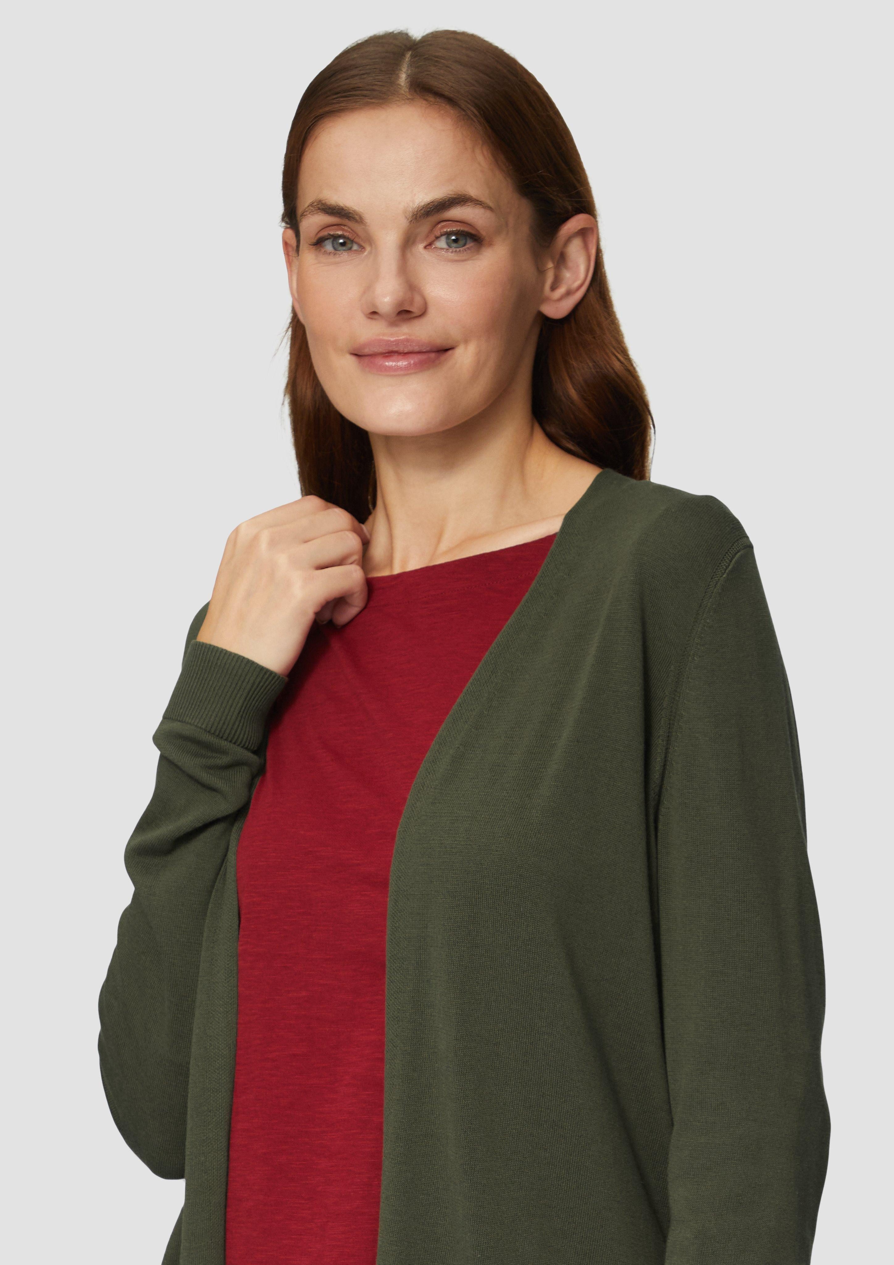 s.Oliver Strickjacke Cardigan aus Viskose-Baumwollmix Rippblende günstig online kaufen