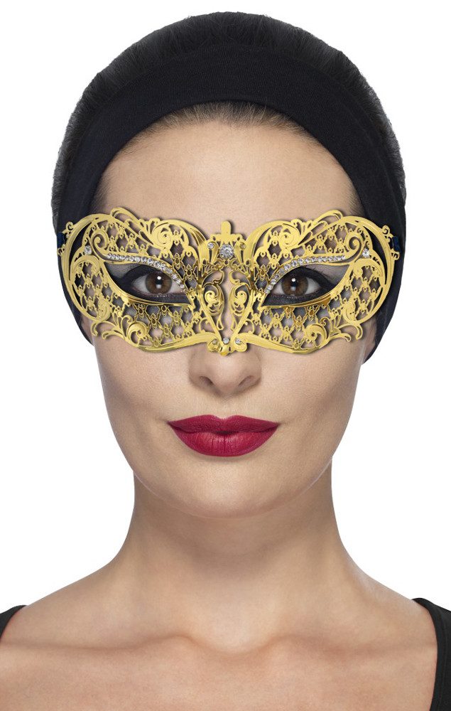 Zoelibat Verkleidungsmaske Schmetterling Augenmaske Melissa - Gold mit Strass