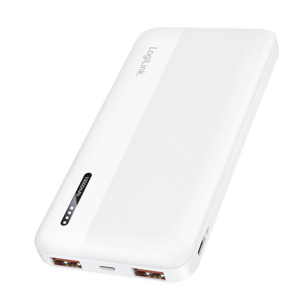 LogiLink PA0372W Powerbank 10000 mAh Fast Charge Li-Ion Weiß Statusanzeige Powerbank