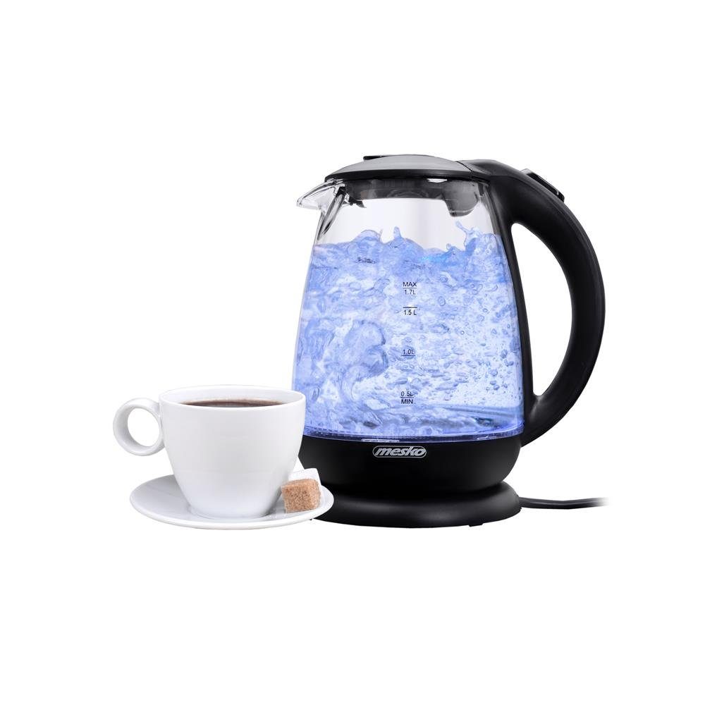 Mesko Wasserkocher MS 1263, 2200 Watt, 1,7 Liter, aus Glas, Kontrollleuchte