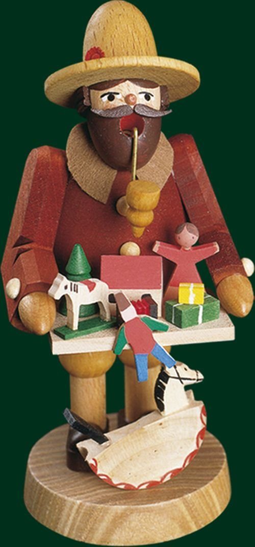 Erzgebirgische Volkskunst Richard Glässer GmbH Räuchermännchen Räucherfigur Spielwarenhändler Höhe= 13cm NEU