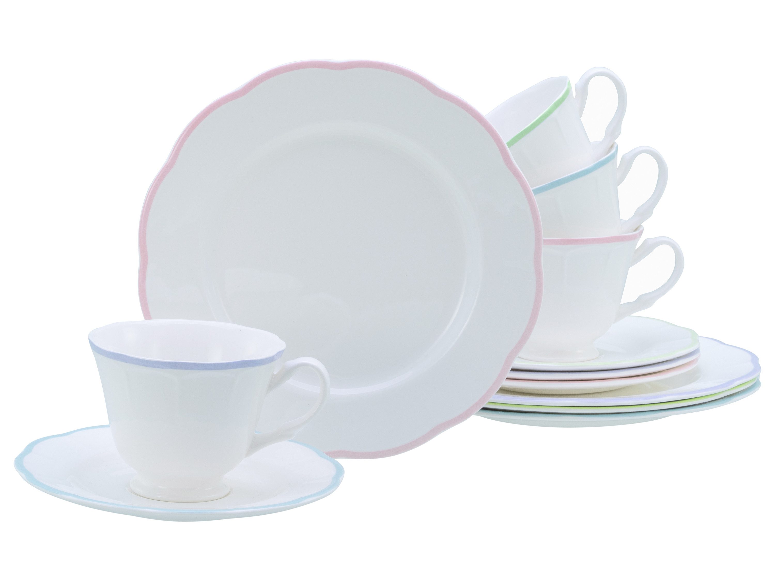 CreaTable Kaffeeservice Florine Bunt (12-tlg), 4 Personen, Steingut