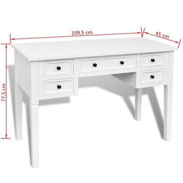 vidaXL Schreibtisch Weißer Schreibtisch mit 5 Schubladen