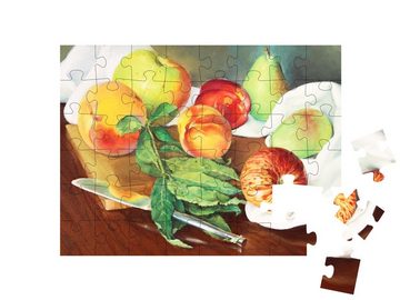 puzzleYOU Puzzle Stillleben mit Pfirsichen, Birnen und Äpfeln, 48 Puzzleteile, puzzleYOU-Kollektionen Stillleben
