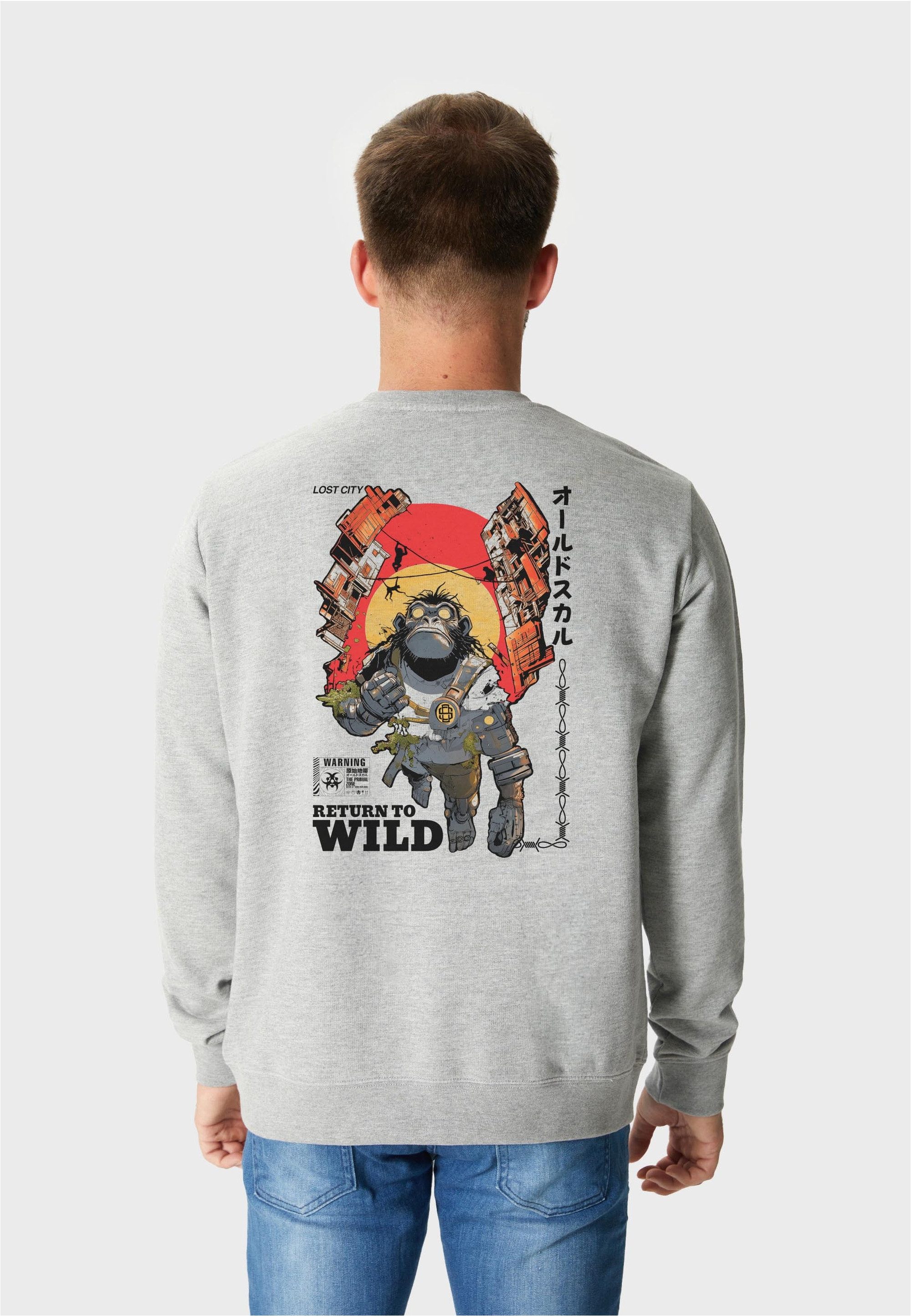 Oldskull Sweatshirt Wrldvibe Return to Wild Graphic mit coolem Rückenprint