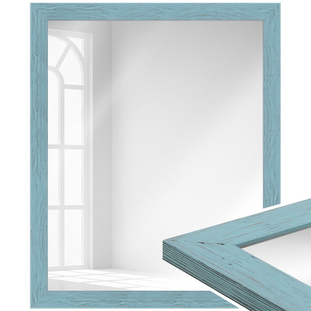 WANDStyle Wandspiegel H750, Blau, aus Massivholz im Landhausstil