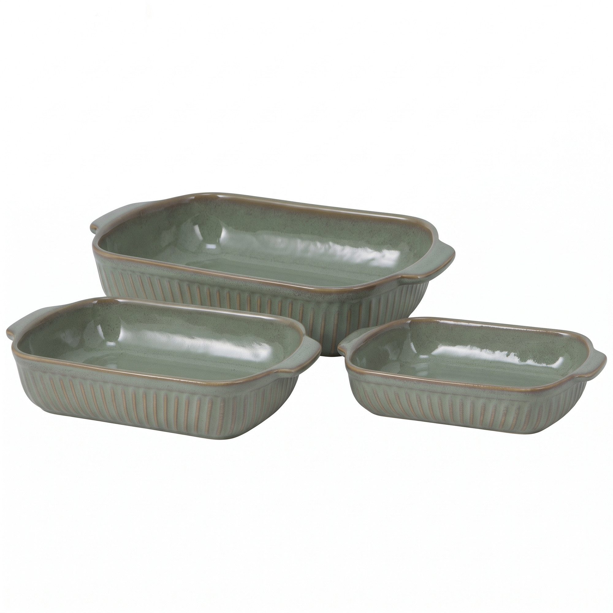 Excellent Houseware Auflaufform Set mit 3 Steingut-Auflaufformen zum Backen, 3,75 l / 2 l / 1 l, Keramik