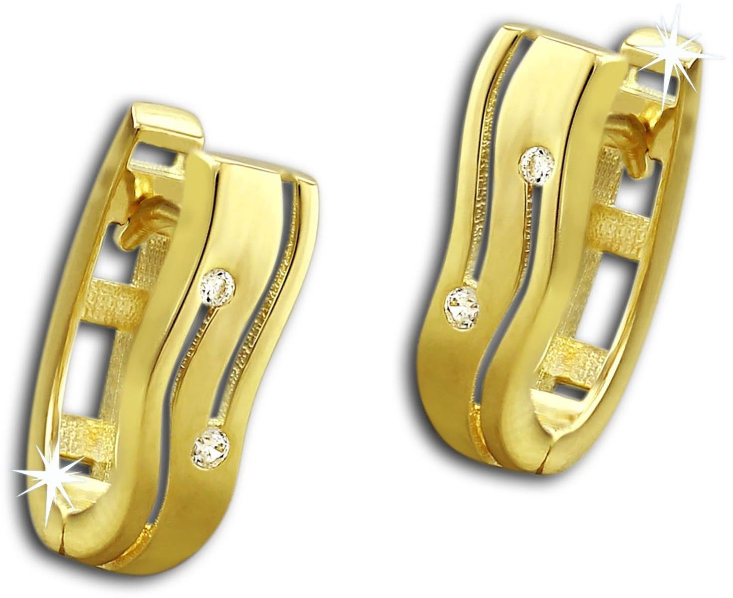 GoldDream Paar Creolen GoldDream Line Ohrringe Zirkonia weiß 333 (Creolen), Damen Creolen Line aus 333 Gelbgold - 8 Karat, Farbe: gold, weiß