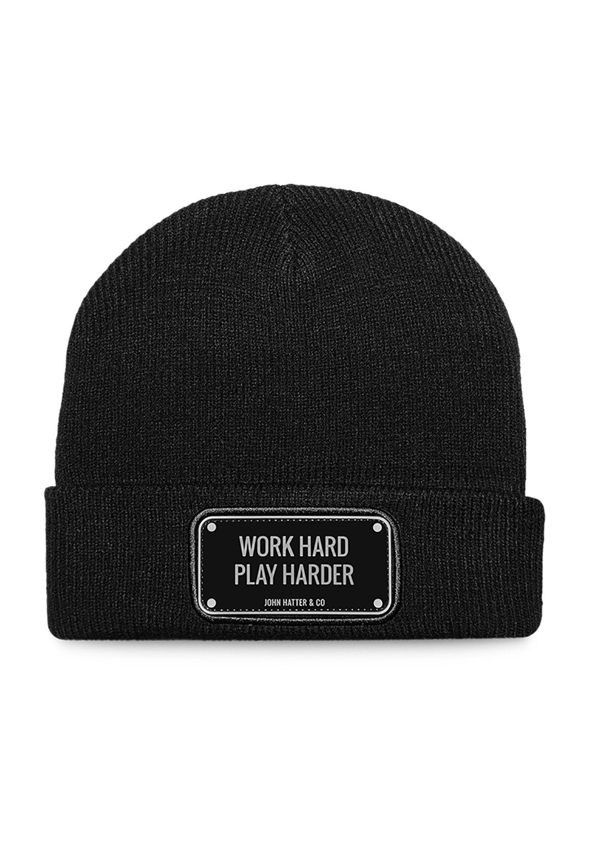 WORK Hatter Rubber Beanie PLAY Co. Hatter John Co John Beanie Schwarz & & HARDER HARD