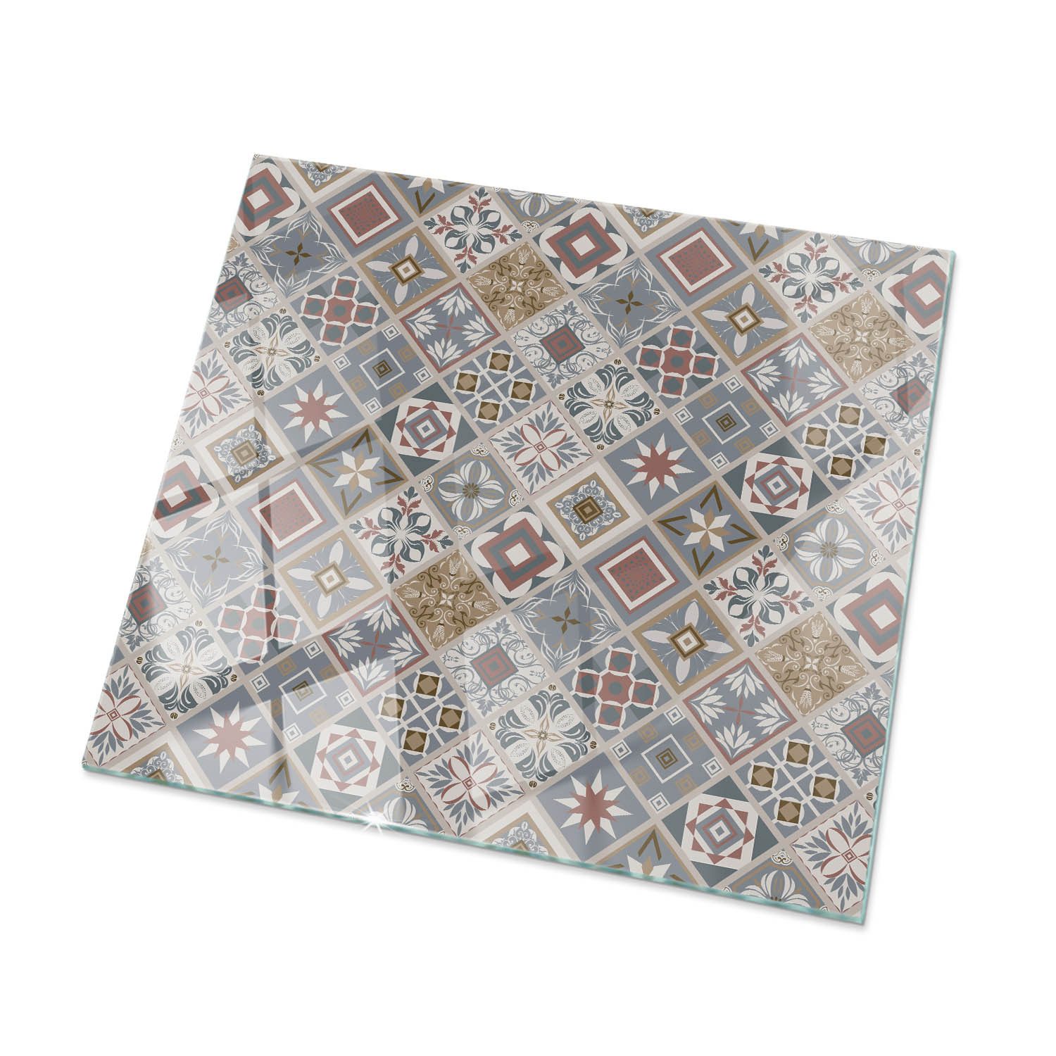 Tulup Tischplatte Ersatzplatte Glas Mosaikmuster mit Ornamenten Tisch Glasplatte Ersatz