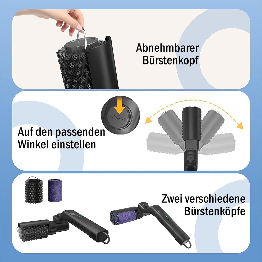 AFKSMILE Grillbürste Elektrische Grillbürste, Kabelloser Grillreiniger mit 180° Winkel, Edelstahl-Bürstenkopf & Reinigungsschwamm, Für Grillrost & alle Grills – Bild 3 von 5