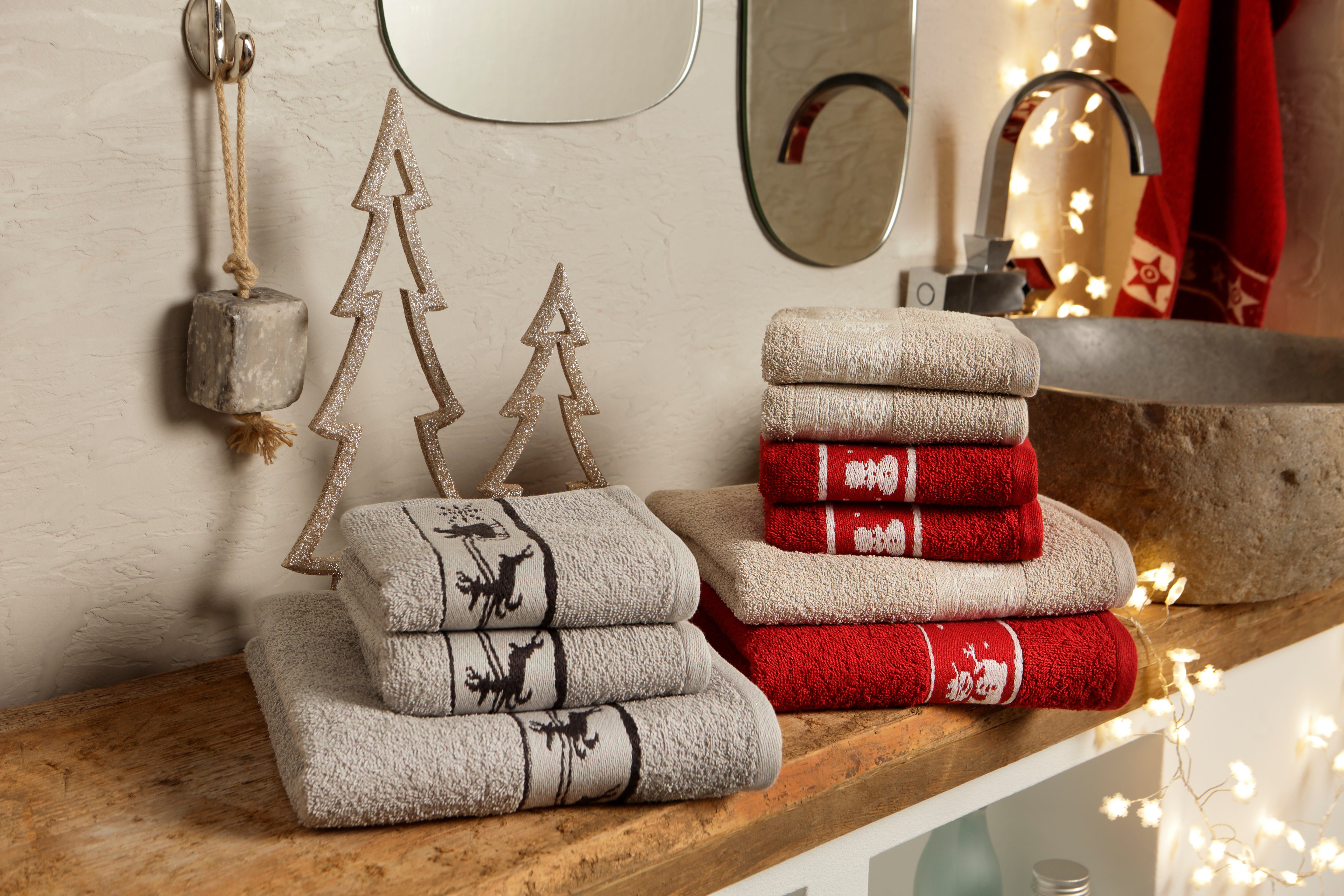 my home Handtuch Set »Weihnachten« (Set, 3-tlg), mit Sternen und Bordüre,  weihnachtliches Handtuchset, Handtücher aus 100% Baumwolle online kaufen |  OTTO