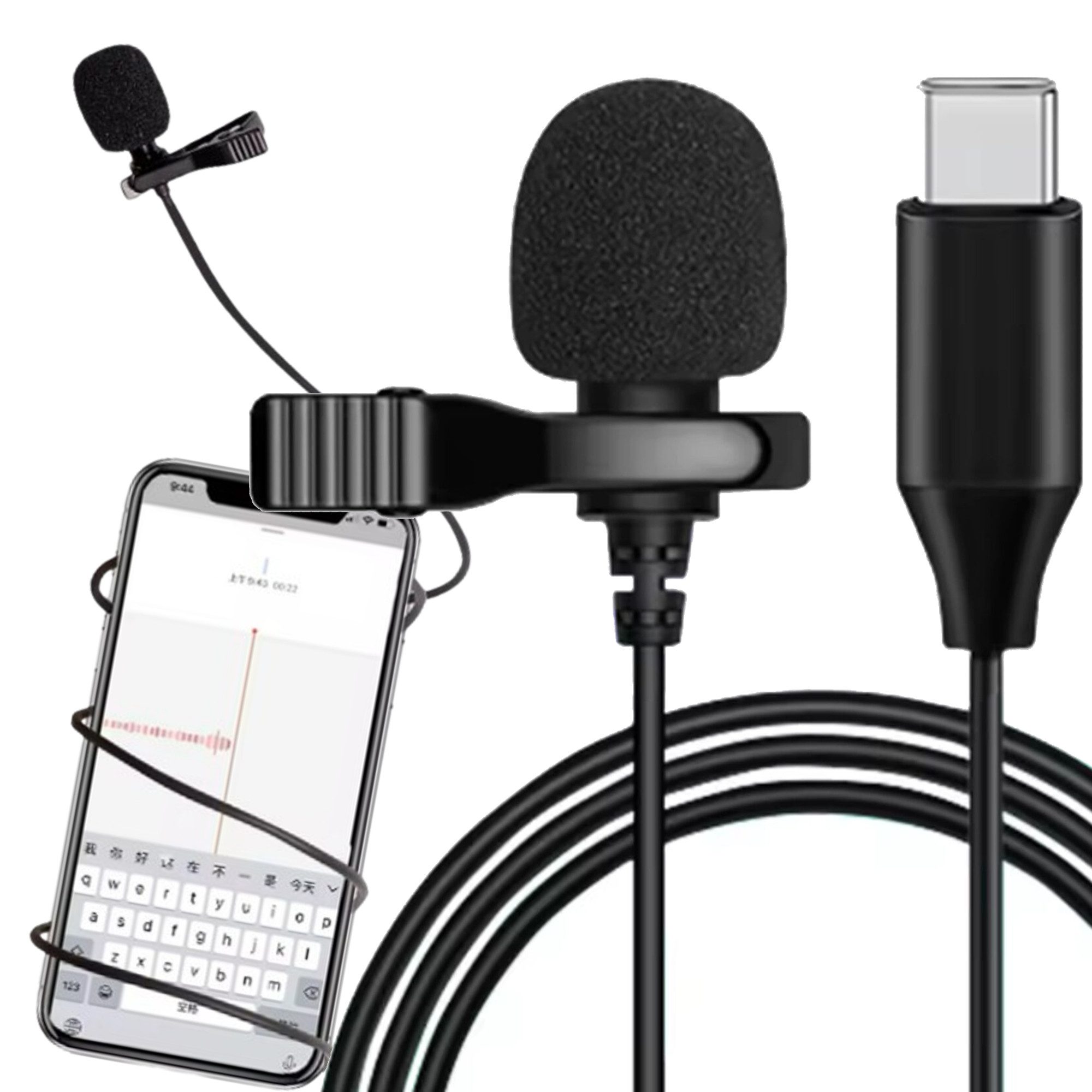 Mikrofon 2 Stück USB-C Ansteckmikrofon Mikrofon Lavalier Smartphone Mikrofon