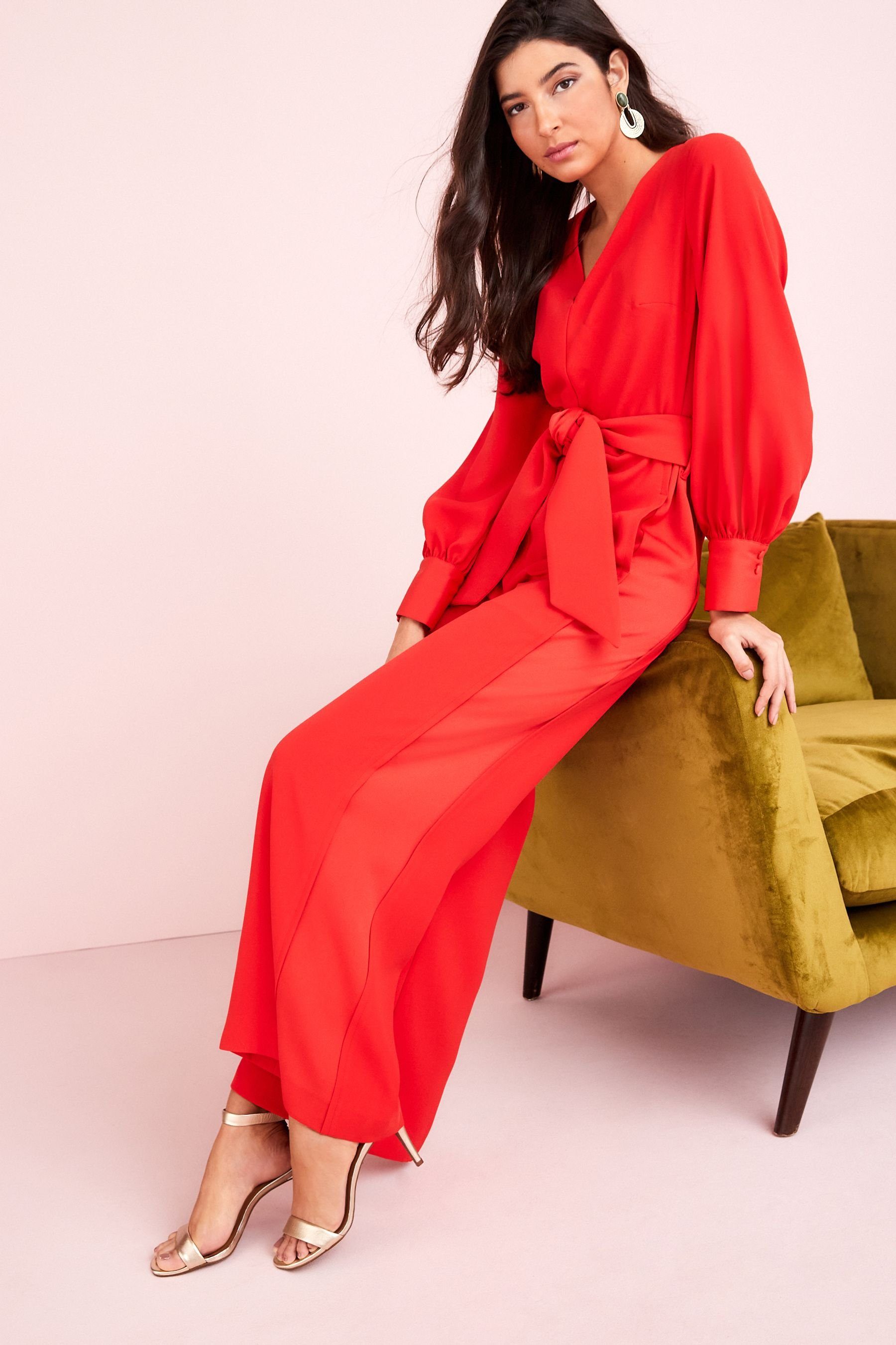 Next Jumpsuit Jumpsuit mit Gürtel und weitem Beinschnitt (1-tlg)