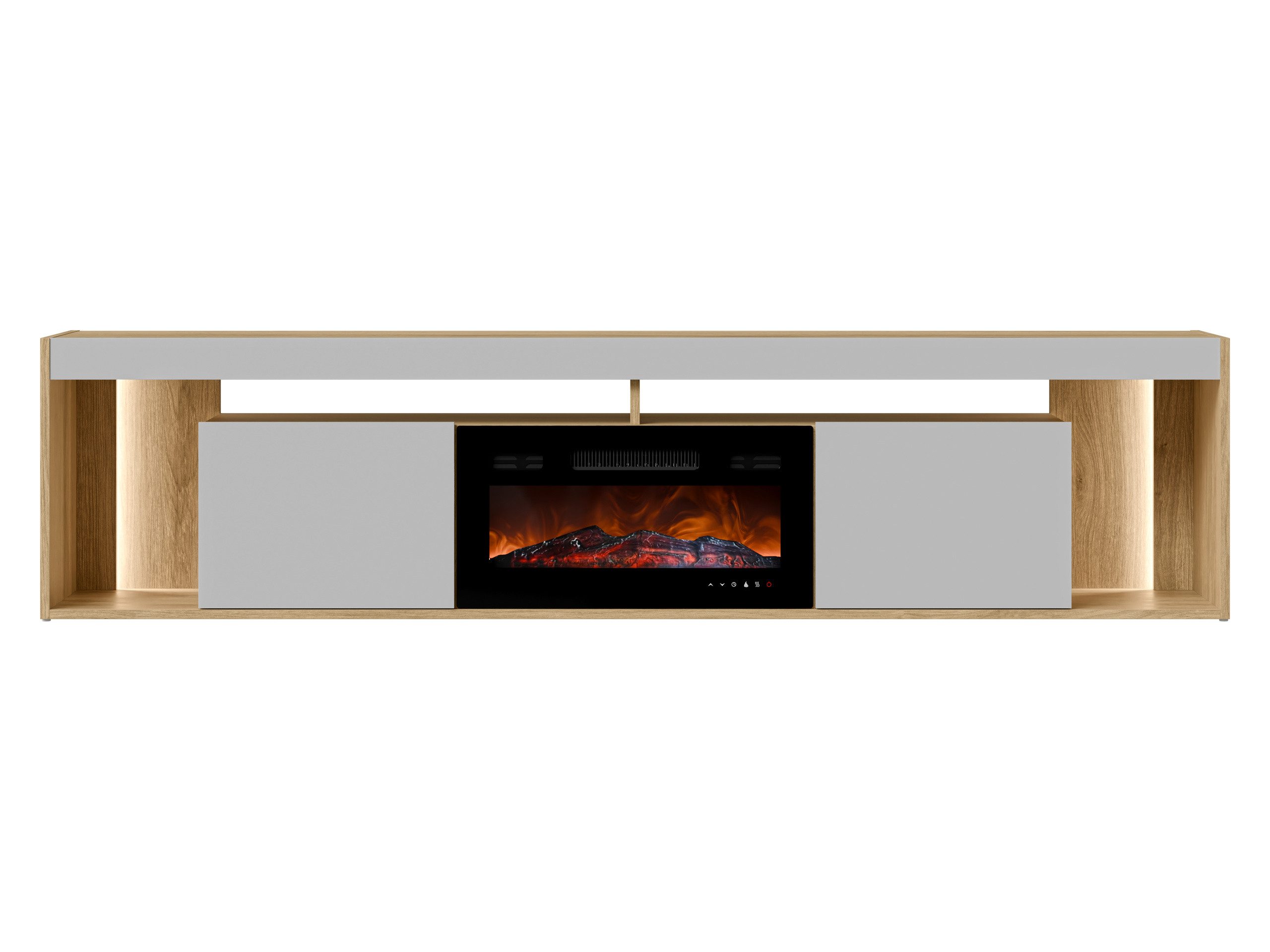 MIRJAN24 TV-Schrank Fiore EF 2D mit Kamin (mit zwei Drehtüren) Realistische Flamme, Heizfunktion, LED-Beleuchtung – Bild 3 von 5