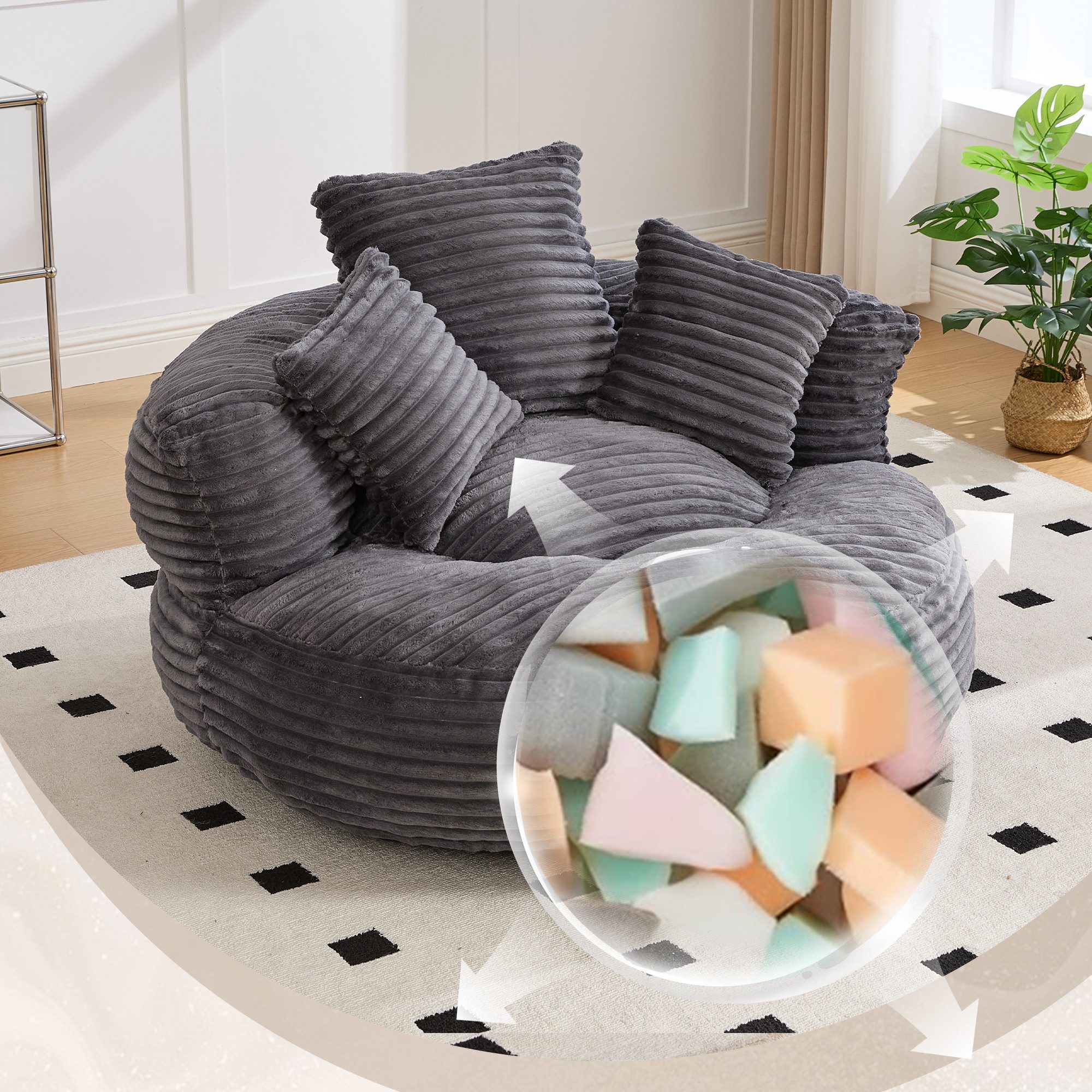 BlingBin Sitzsack Cordstoff-Sofa, Lazy Sofa (Sofa, 1 St., 108 x 108 x 52 cm günstig online kaufen