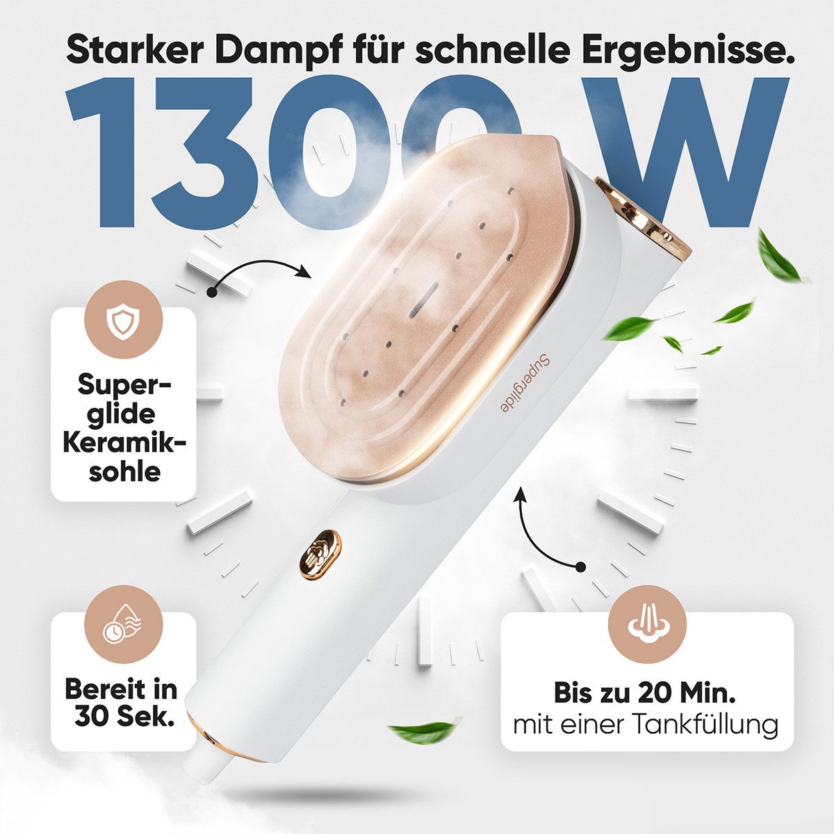 ProfiCare Dampfglätter PC-DG 3124, Dampfglätter, 30 Sek. Aufheizzeit, Steamer