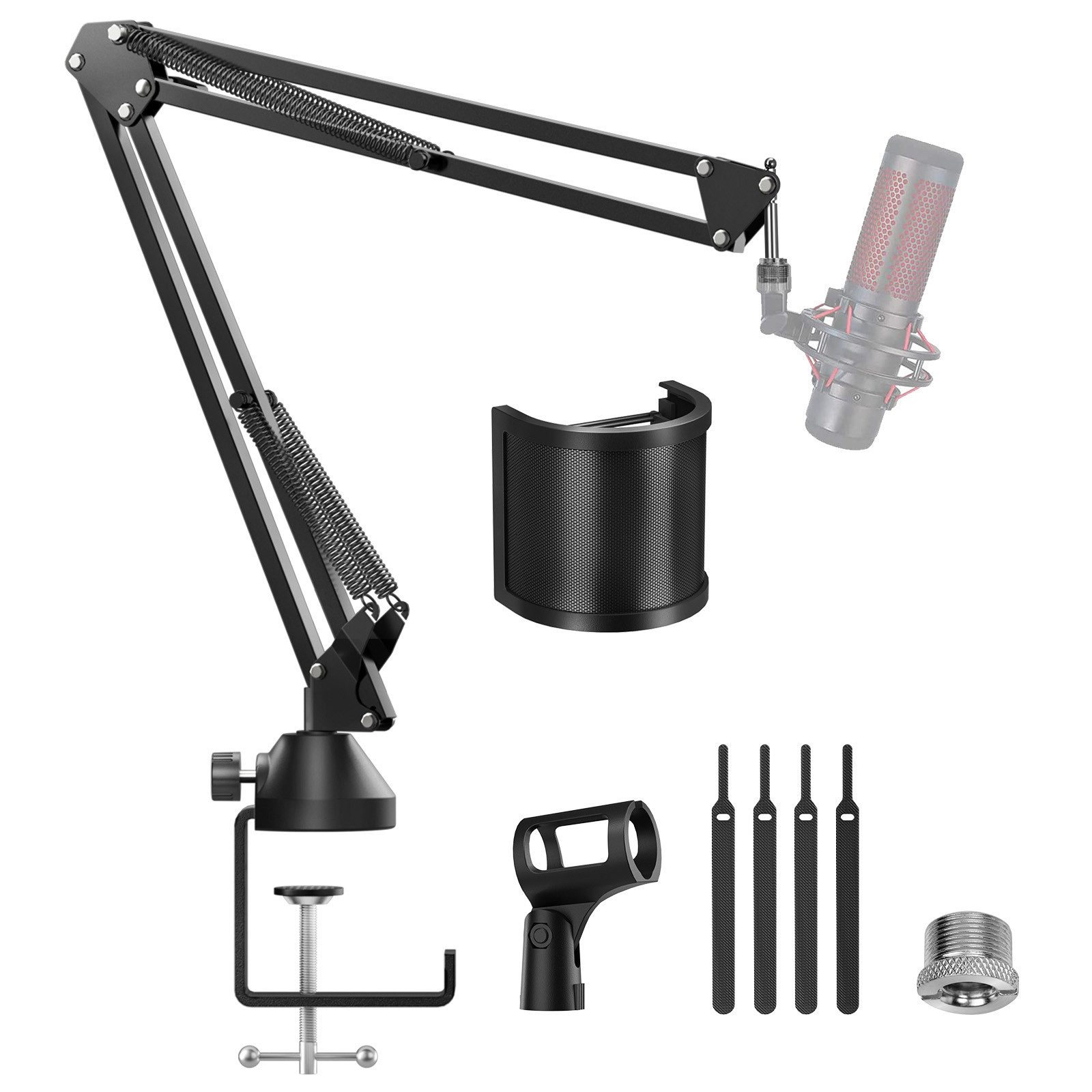 TONOR Schwenkarm Mikrofonarm Boom Arm, einstellbarer Microphone Stand mit Popschutz