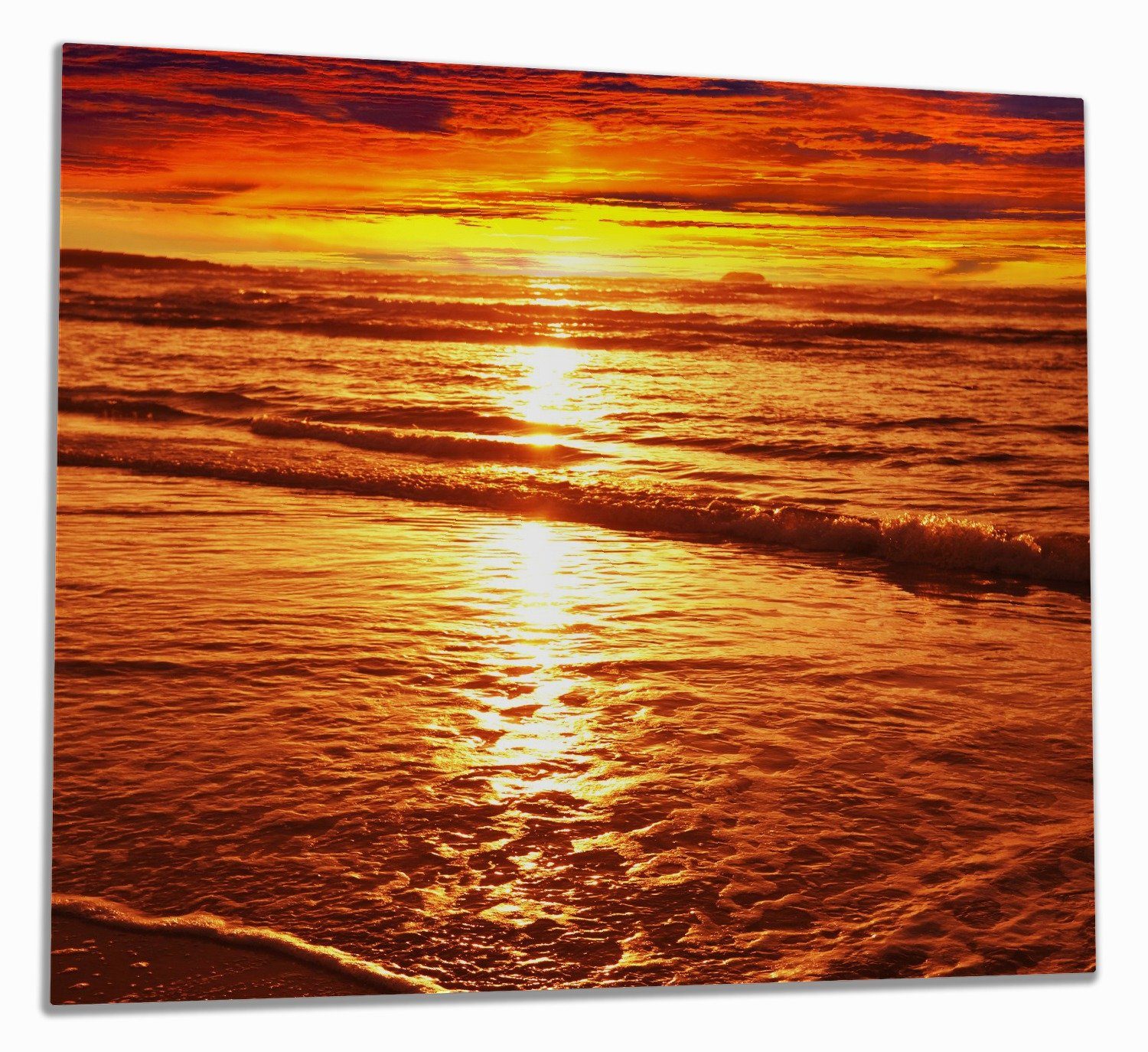 Wallario Herd-Abdeckplatte Farbenfroher Sonnenuntergang über dem Meer II, ESG-Sicherheitsglas, (Glasplatte, 1 tlg., inkl. 5mm Noppen), verschiedene Größen