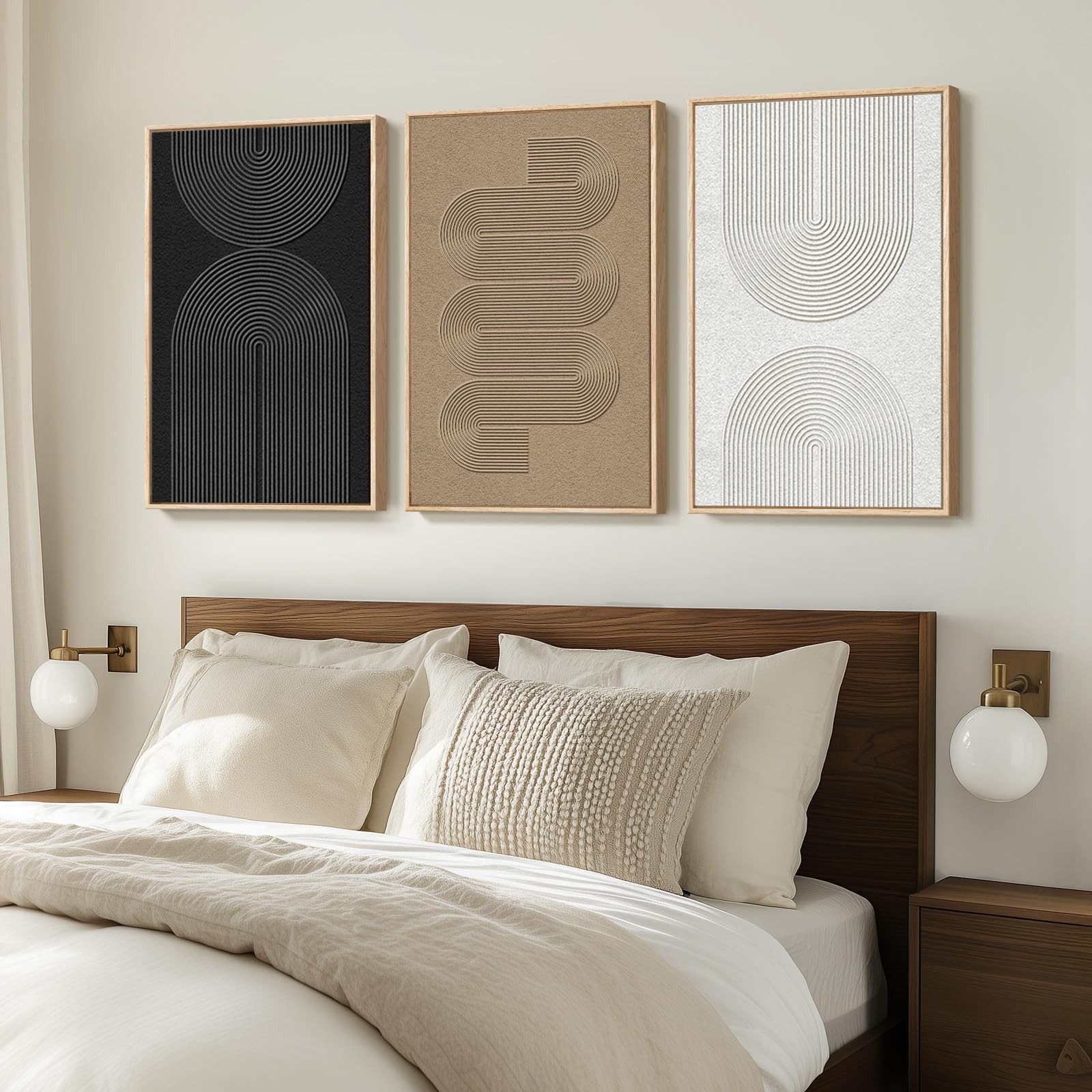 Zyronn Leinwandbild 3-teiliges minimalistisches geometrisches Leinwandbild-Set, Abstraktes Kunstbild, geeignet zur Dekoration von Flur und Büro – Bild 5 von 5