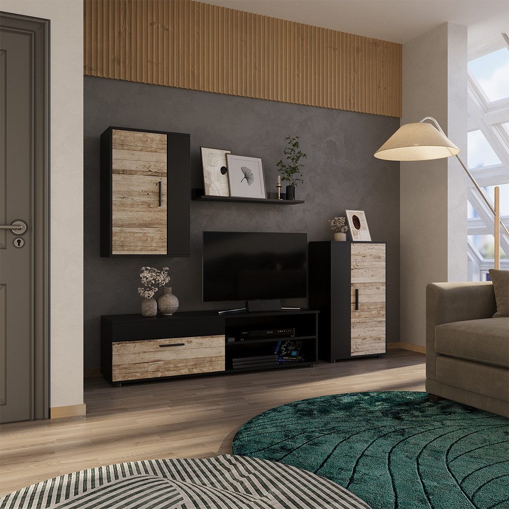 Vicco Wohnwand Berno, Anthrazit/Beige, 4-teiliges Set günstig online kaufen