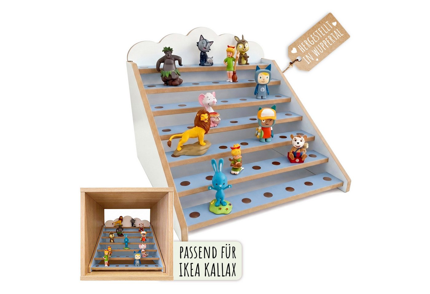 Holzura Kinderregal Tonie Regal für IKEA KALLAX – magnetisch – für ca. 50 Toniefiguren