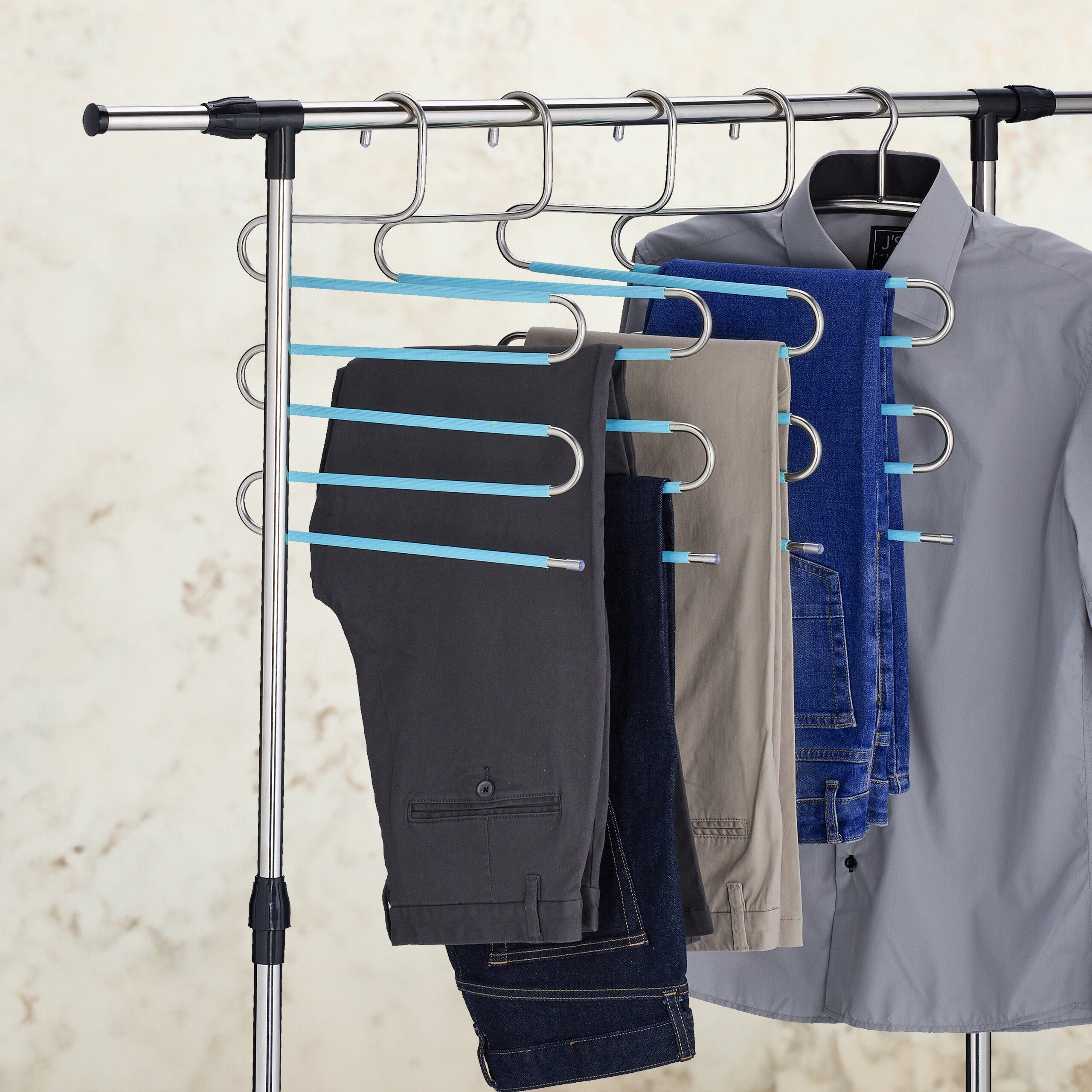 relaxdays Mehrfach-Kleiderbügel Mehrfach Hosenbügel im 4er günstig online kaufen