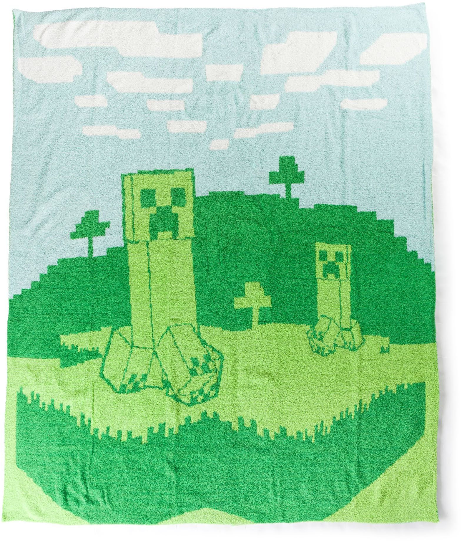 Kinderdecke Minecraft Creeper, Minecraft, flauschige Kuscheldecke - 127 x 152 cm Flauschig gestrickt