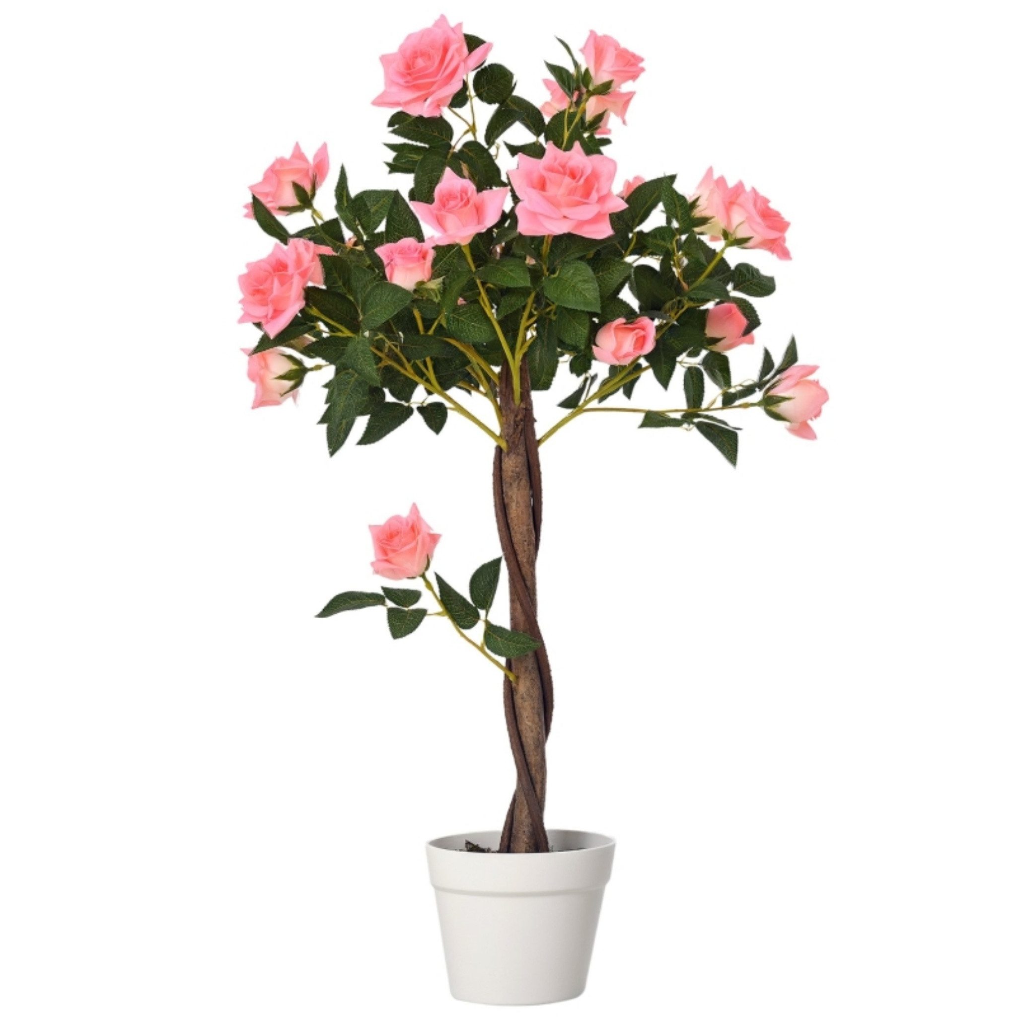 Kunstbaum Künstliche Zimmerpflanze 90 cm im Topf, Kunstblume großer Rosenbaum, Blossom, Höhe 90 cm, pflegefreie Dekoration für Wohnzimmer, Schlafzimmer & Büro
