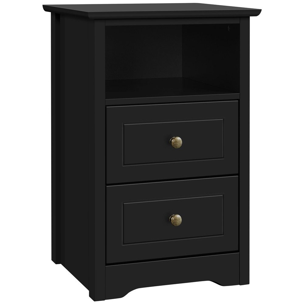 Yaheetech Nachttisch 40 x 35 x 60 cm (1-St), Nachtschrank Beistelltisch mit 2 Schubladen und 1 Staufach