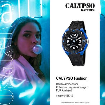 CALYPSO WATCHES Quarzuhr Calypso Herren Uhr K5634/3 Kunststoffband, Herren Armbanduhr rund, PURarmband schwarz, Fashion