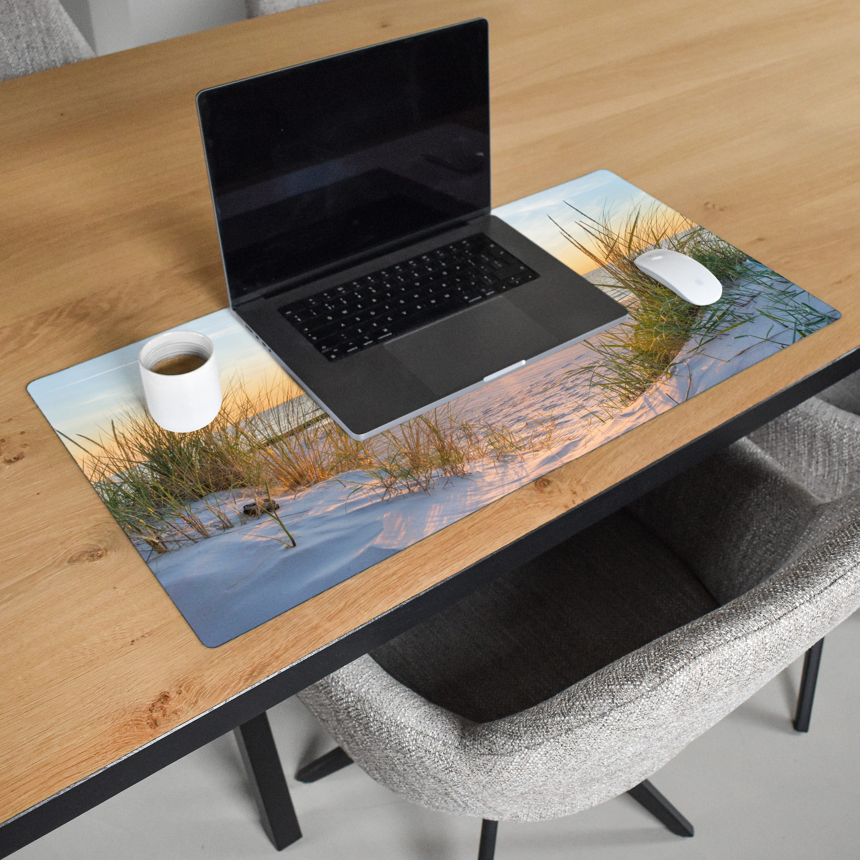 MuchoWow Gaming Mauspad Strand - Sonne - Düne - Gras - Sand - Horizont (1-St), Gaming Mauspad XXL, Schreibtischunterlage, Desk Mat Groß, 80x40 cm – Bild 3 von 5