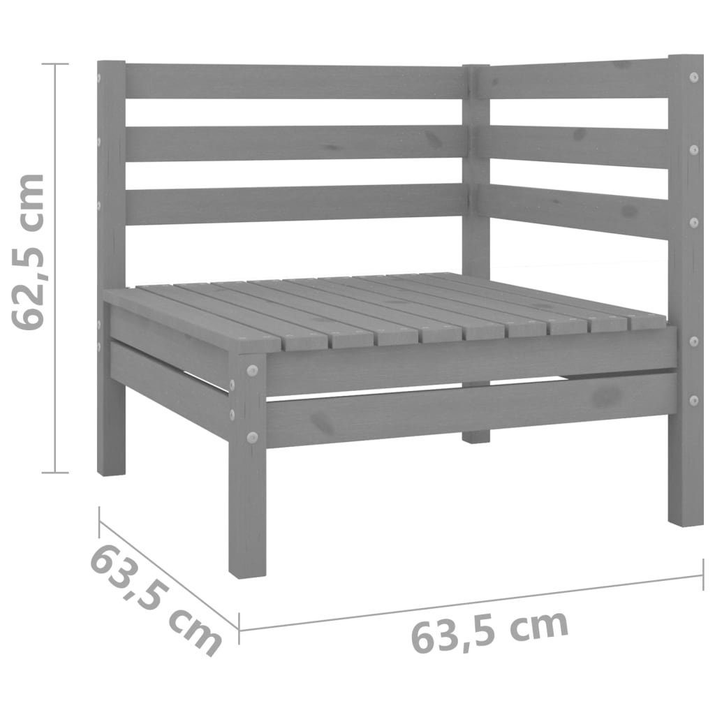 Kiefer 1 Grau Loungesofa Massivholz, vidaXL Teile 2-Sitzer-Gartensofa