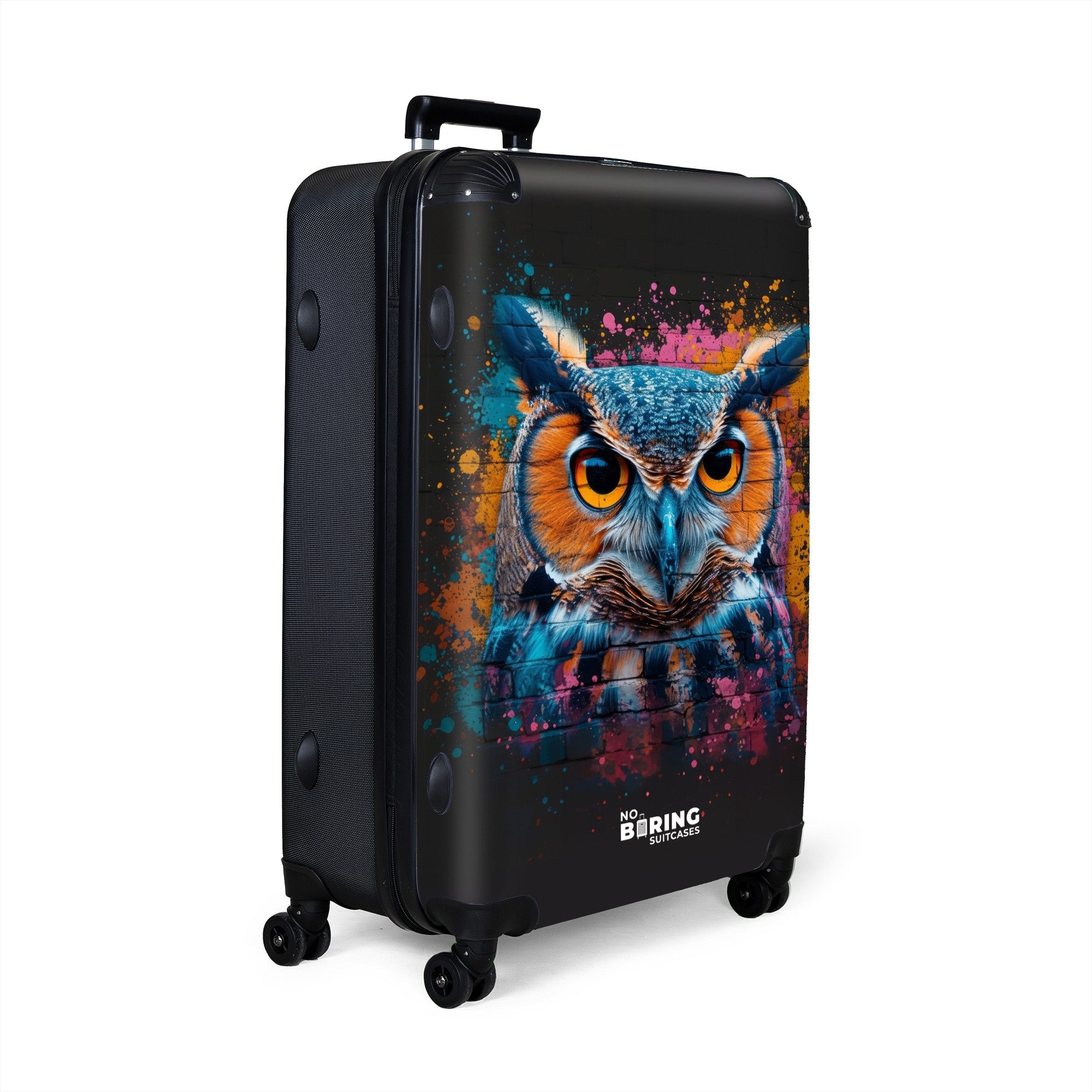 NoBoringSuitcases.com© Hartschalen-Trolley Eule im bunten Graffiti-Stil günstig online kaufen