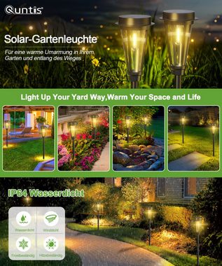 Quntis Gartenleuchte 8pcs Solarleuchte für Außen Garten, Wegbeleuchtung Deko, LED fest integriert, Warmweiß, Tageslichtweiß, mit Warmweiß LED, IP65 Wasserdicht, Einfache und Bequeme Installation
