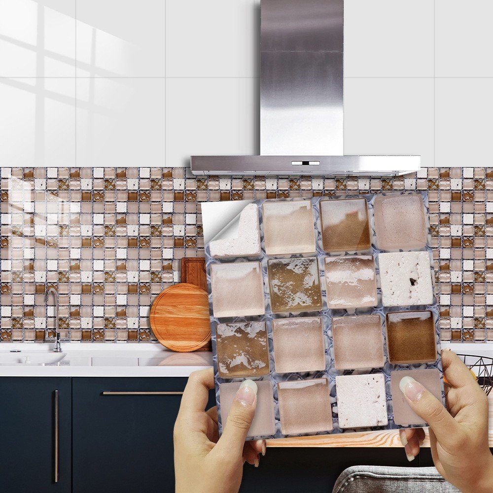 Fliesenaufkleber St) Mosaik (10 Wandaufkleber Dekoration Ronner Wohnzimmer selbstklebende Küche UG