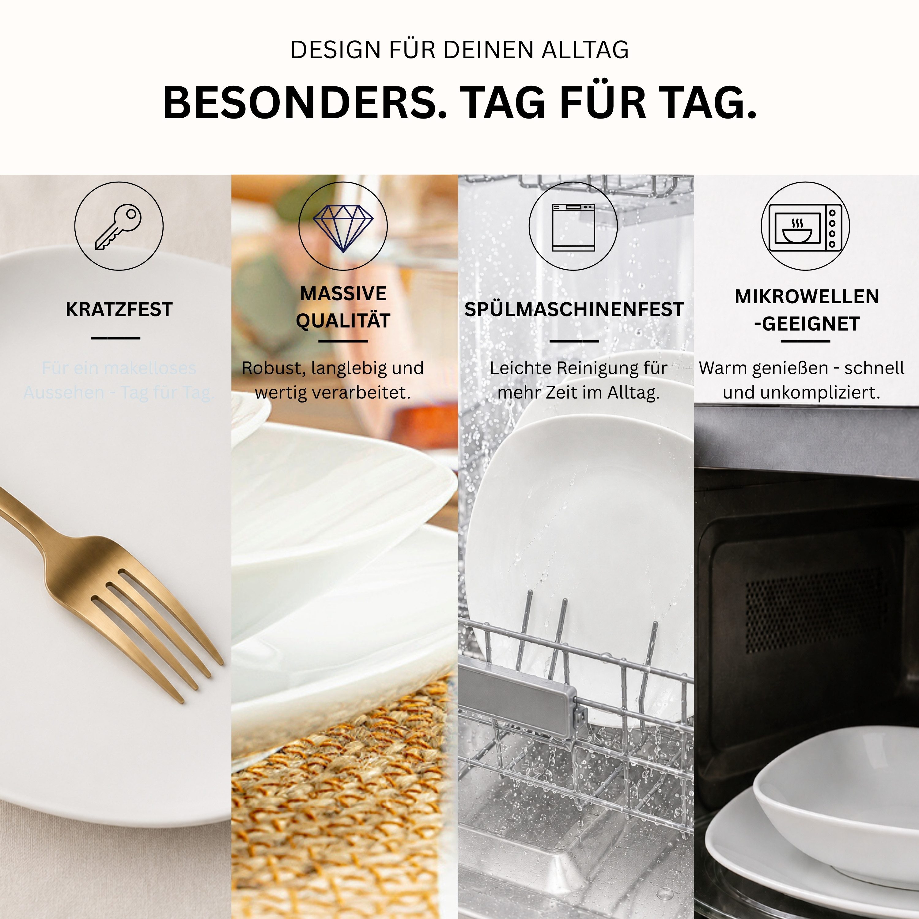SÄNGER Tafelservice Bilgola Geschirrset, Weiß (18-tlg), 6 Personen, Porzellan, Premium Collection