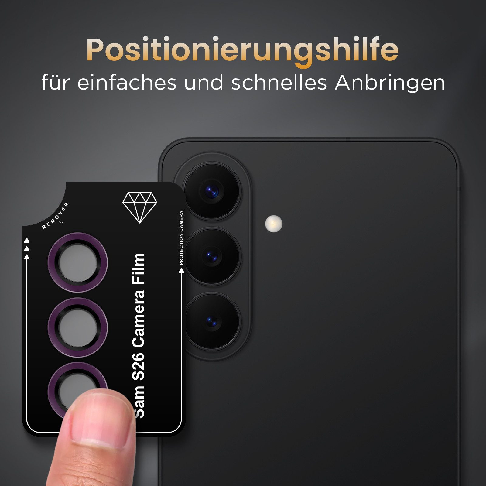 Tec-Expert Kameraschutzglas 9H Kameraglas Set in Dunkles Violett für Samsung Galaxy S26 für Samsung Galaxy S26, Linsenschutzglas Set, 1 Stück, Kameraschutz, Sch – Bild 5 von 5