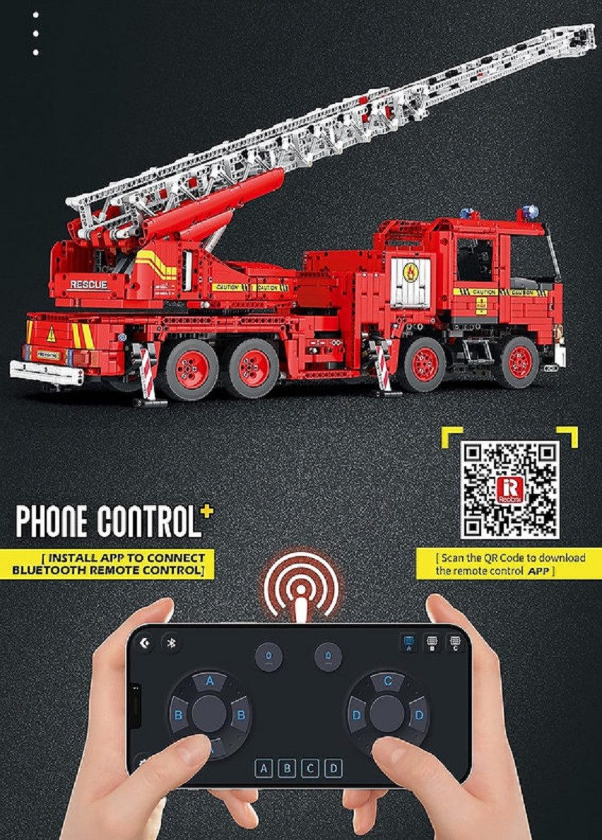 Reobrix Reobrix 22005 Feuerwehr Leiterwagen 3.266 Teile Konstruktions-Spielset, (3266 St)