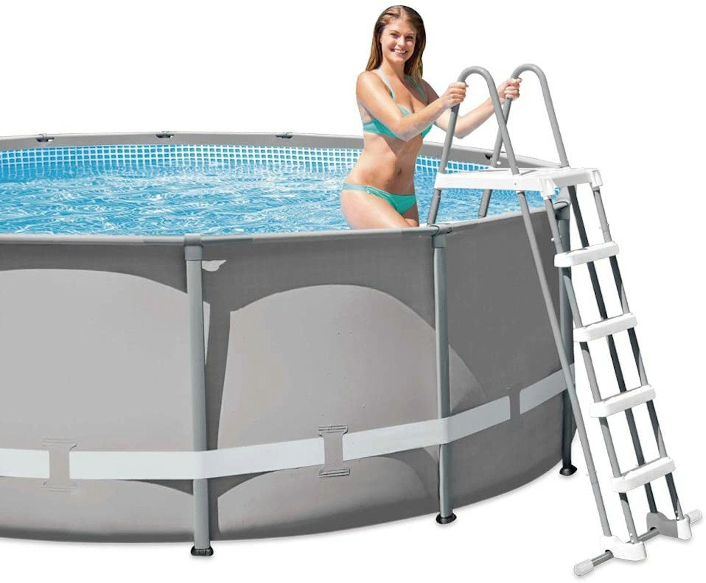 Intex Poolleiter 28077 - Sicherheitsleiter (132cm) + INTEX 29080 Fußbad