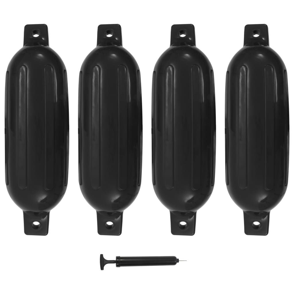 vidaXL PKW-Anhänger 585 x 165 cm Bootsfender 4 Stk Schwarz 58,5x16,5 cm PVC