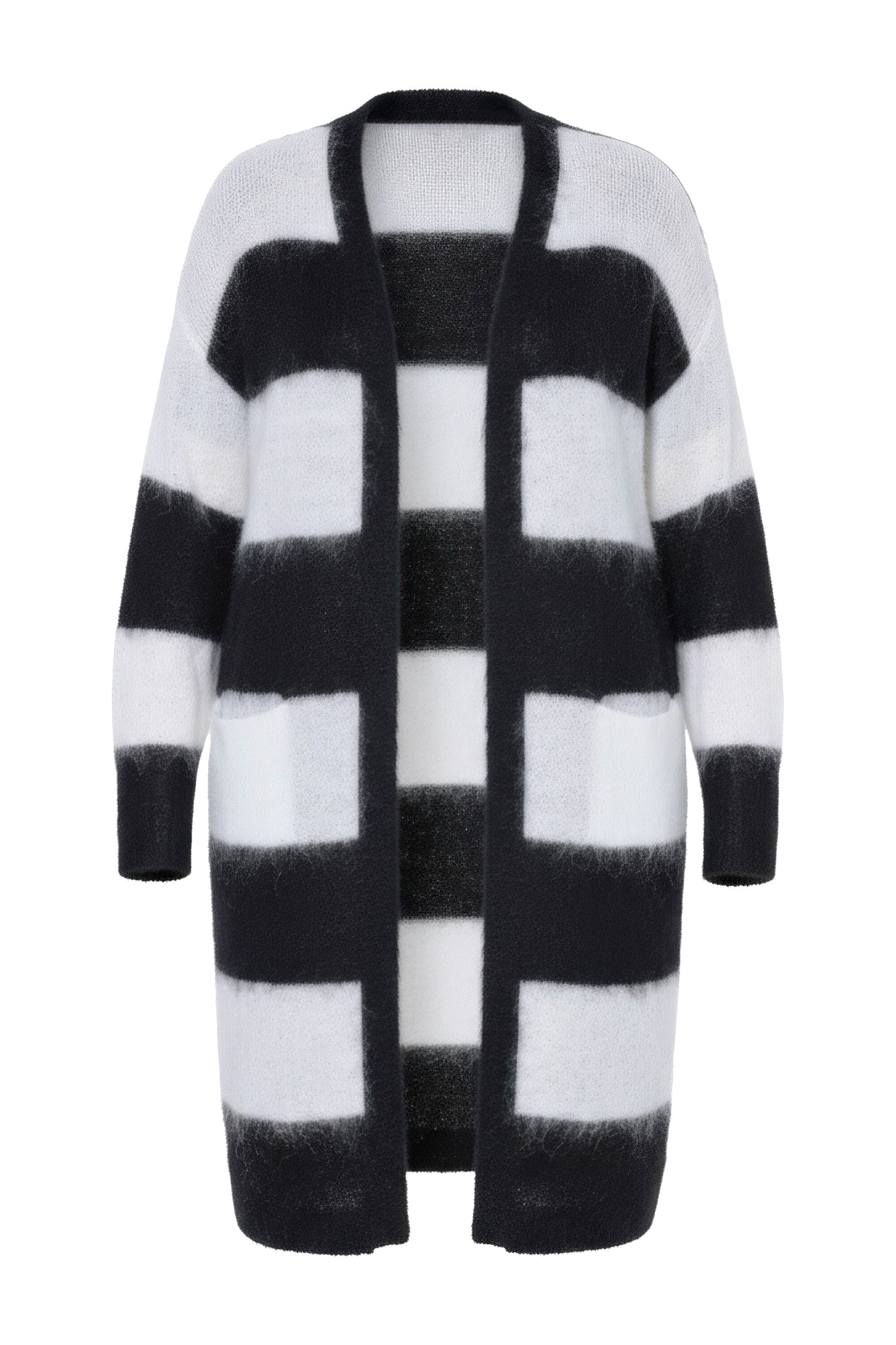 Studio Untold Strickjacke Long-Strickjacke offene Form Blockstreifen günstig online kaufen