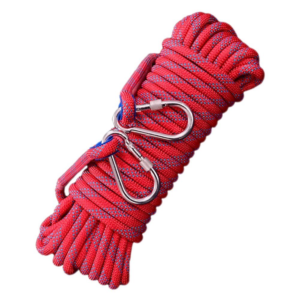 OSTWOLKE Kletterseil Sicherheitsseil 20m Statisches Seil 12mm mit 2 Karabinern Kletterseil, für Wandern Outdoor Bergsteigen Sport Camping