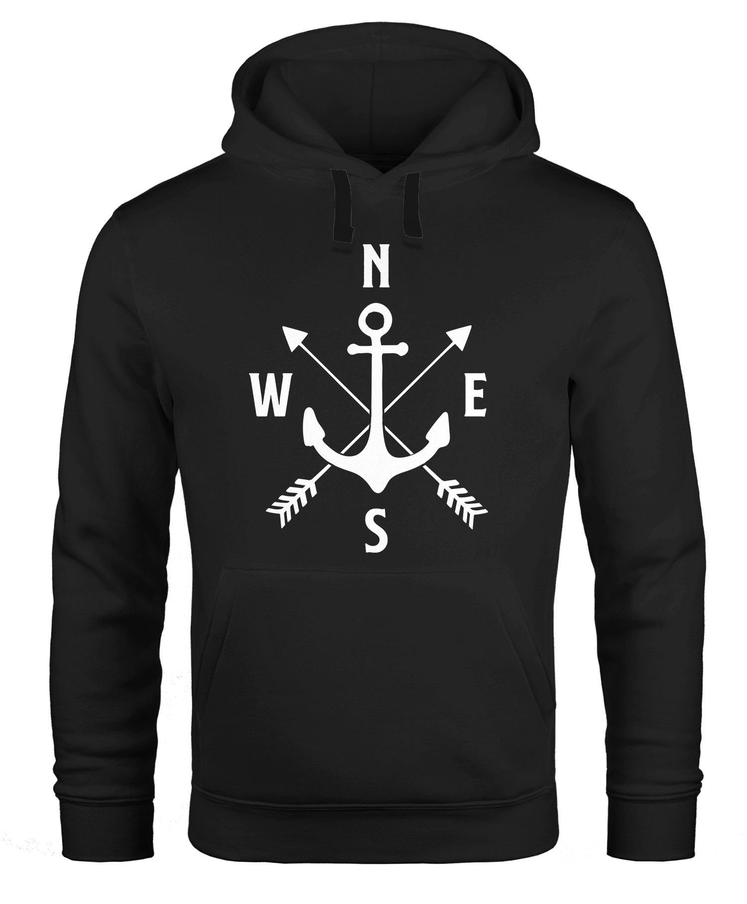 Hoodie Kapuzen-Pullover Herren Anker Kompass Arrows Hoodie Moonworks®