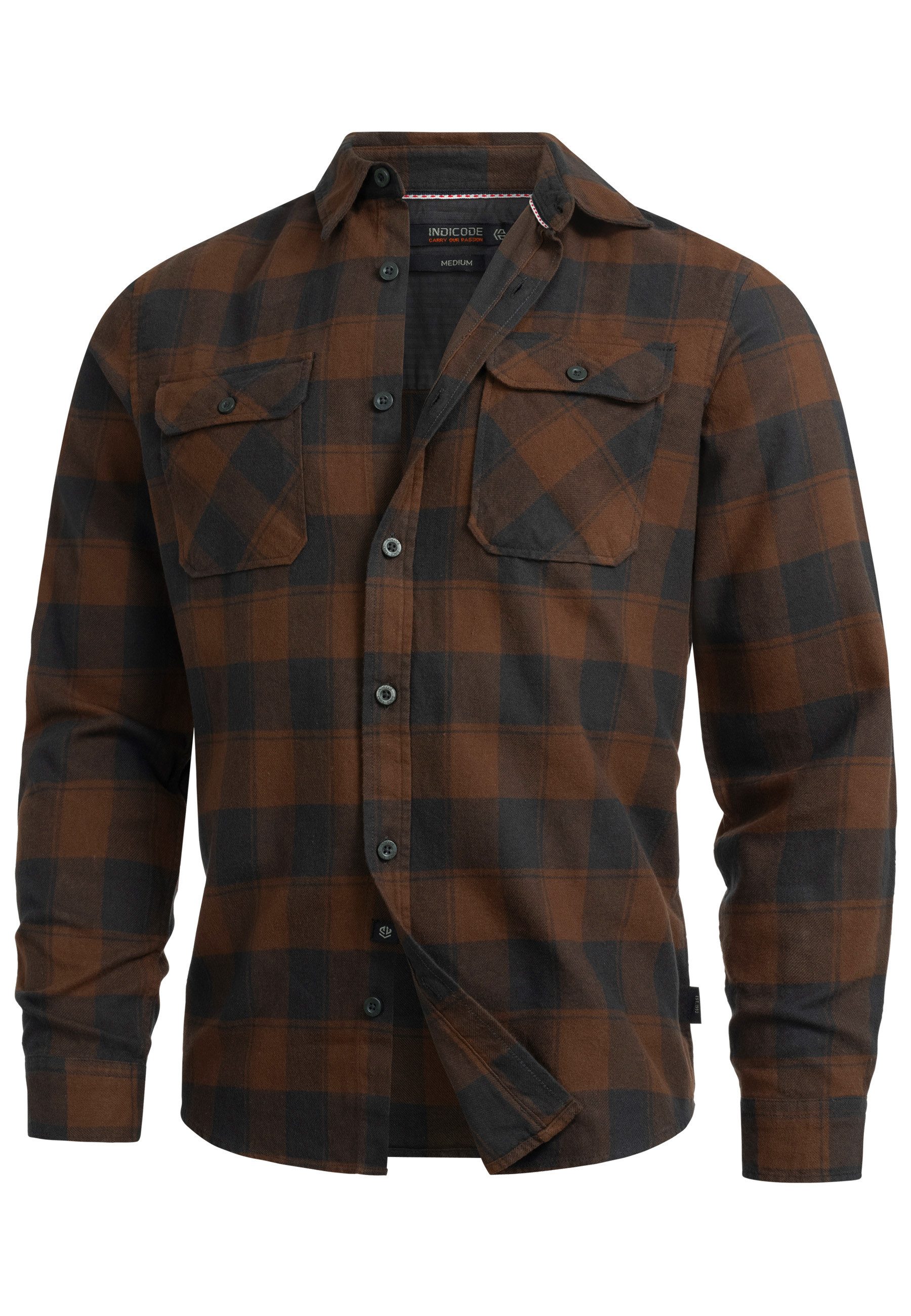 Indicode Langarmhemd Herren INBakula Langarmhemd im Karo-Design Lässiges La günstig online kaufen