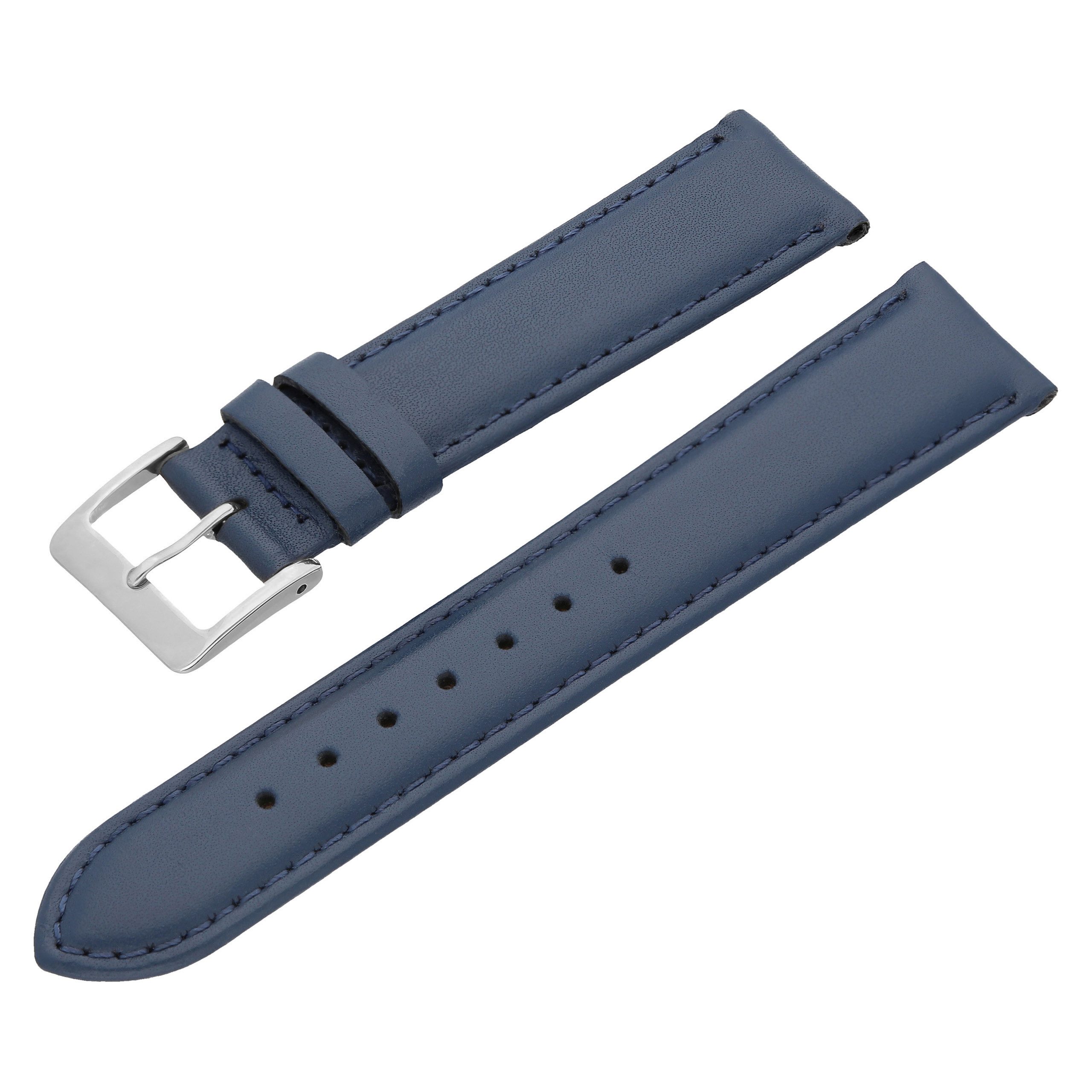 MARCHEL Uhrenarmband LLB-30 Dunkelblau, Hochwertiges Kalbsleder mit glatter günstig online kaufen