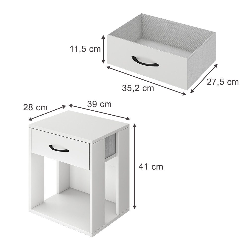 Vicco Nachtschrank Virela, Weiß, 39 x 41 cm 2er Set günstig online kaufen