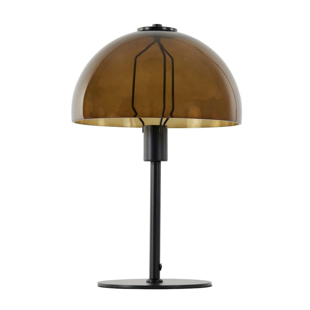 Light & Living Tischleuchte Tischleuchte MELLAN Light & Living Ø30x45 cm Lampe Schwarz+Glas Braun, ohne Leuchtmittel