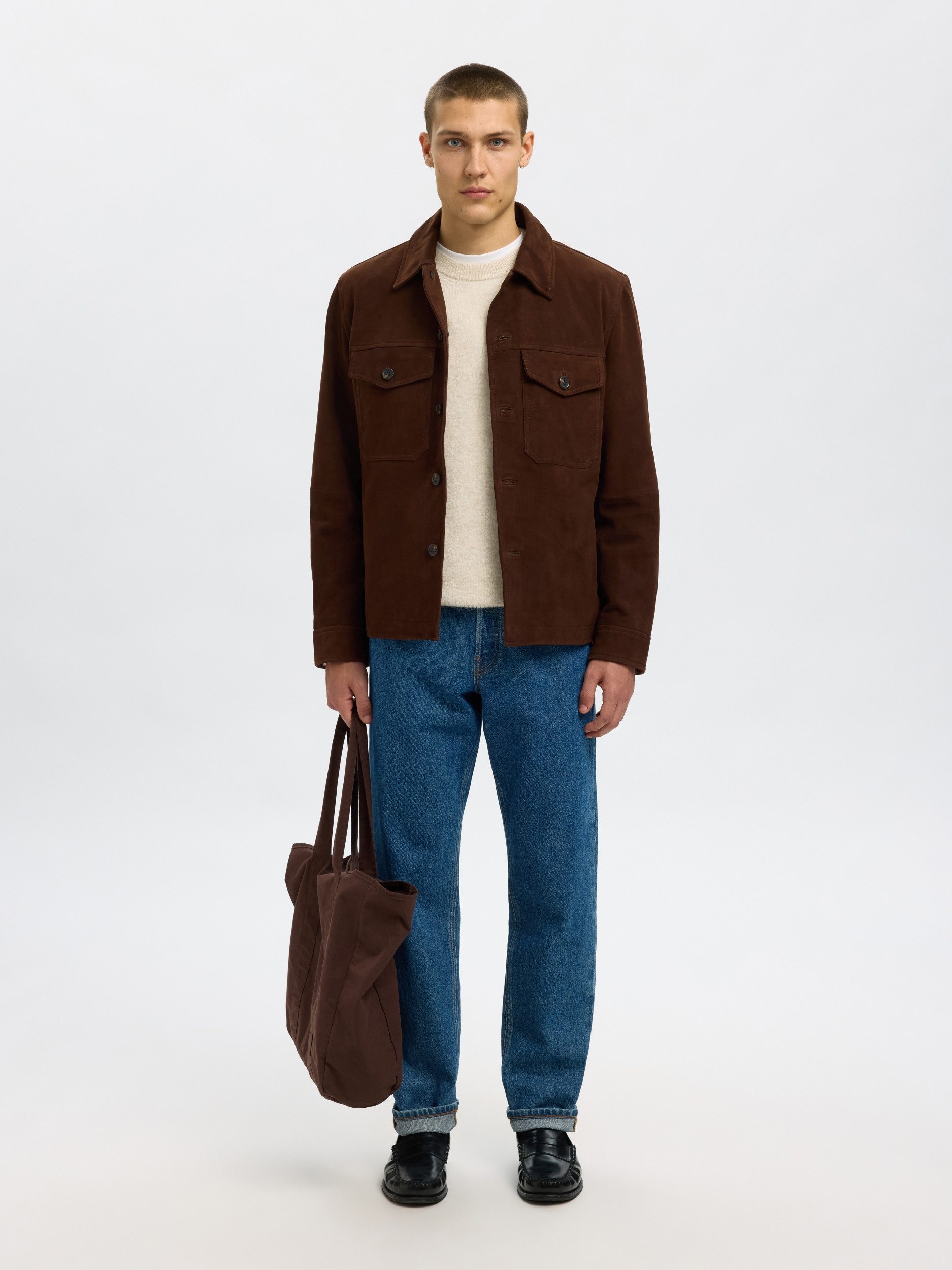SELECTED HOMME Outdoorjacke SLHTHOM SUEDE OVERSHIRT NOOS