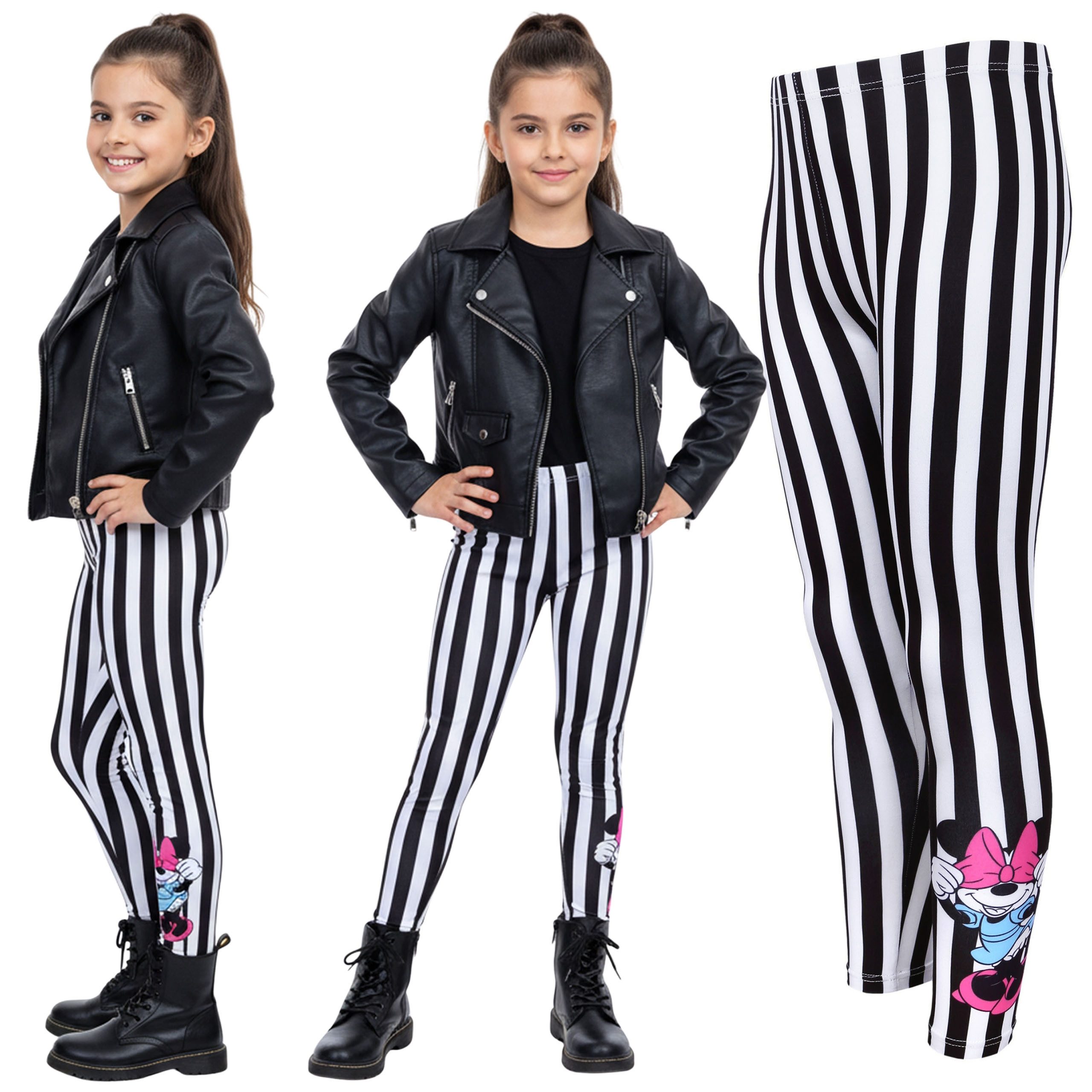 Sarcia.eu 7/8-Leggings Disney Minnie Mouse elastische gestreifte Leggings für Mädchen
